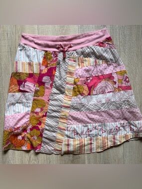 Women’s Billabong Patchwork Pink Floral A-Line Skirt Size L New Condition